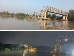 Jembatan Penghubung Desa di Muba Ambruk, 6 Orang Hilang dan 6 Terluka